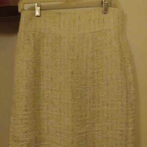 Antonio Melani Paris Metallic Yellow Tweed A-Line Skirt | Size 8